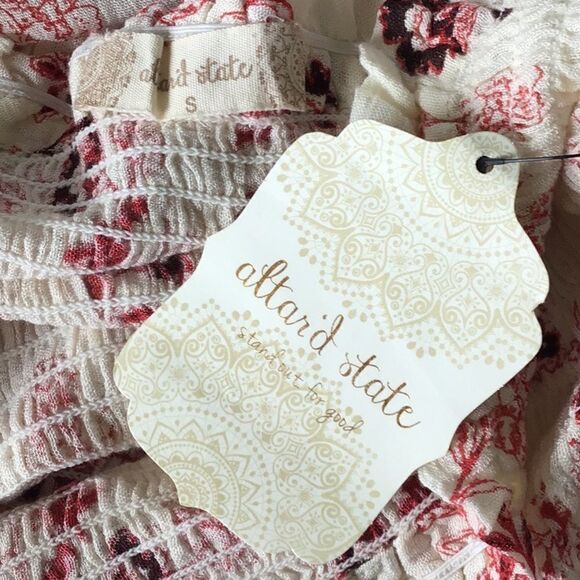 NEW Altar’d State Cream/ Red Floral Off Shoulder Dress - Picture 13 of 16